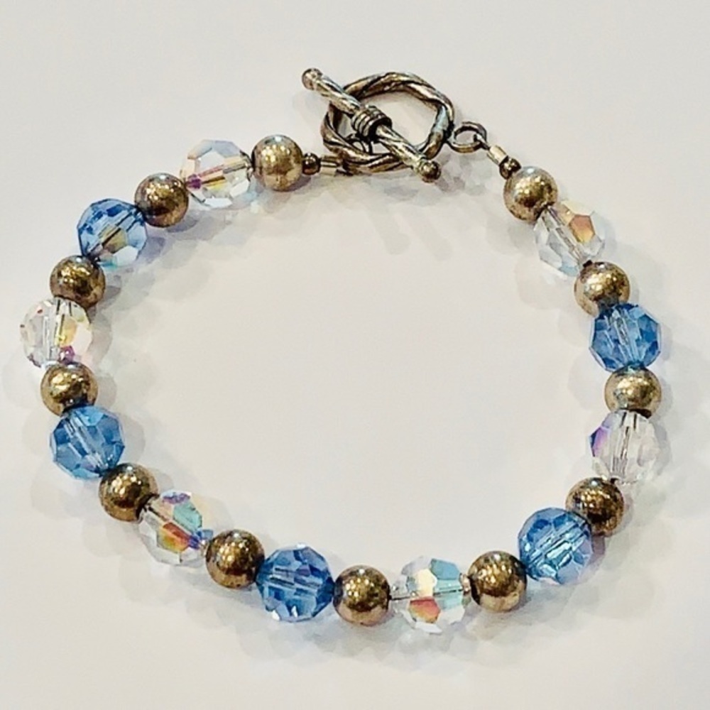 Sterling silver toggle 925 faceted crystal bead
